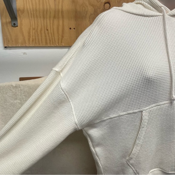 Yogalicious waffleknit pullover hoodie cream women’s small oversize activewear - Picture 3 of 8